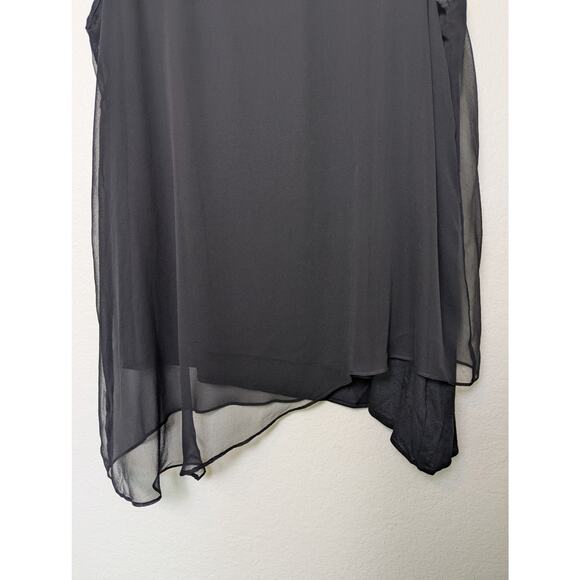 Lola & Sophie Silk Chiffon Black Asymmetrical Top Women Size M Whimsigoth Witchy - Picture 6 of 10
